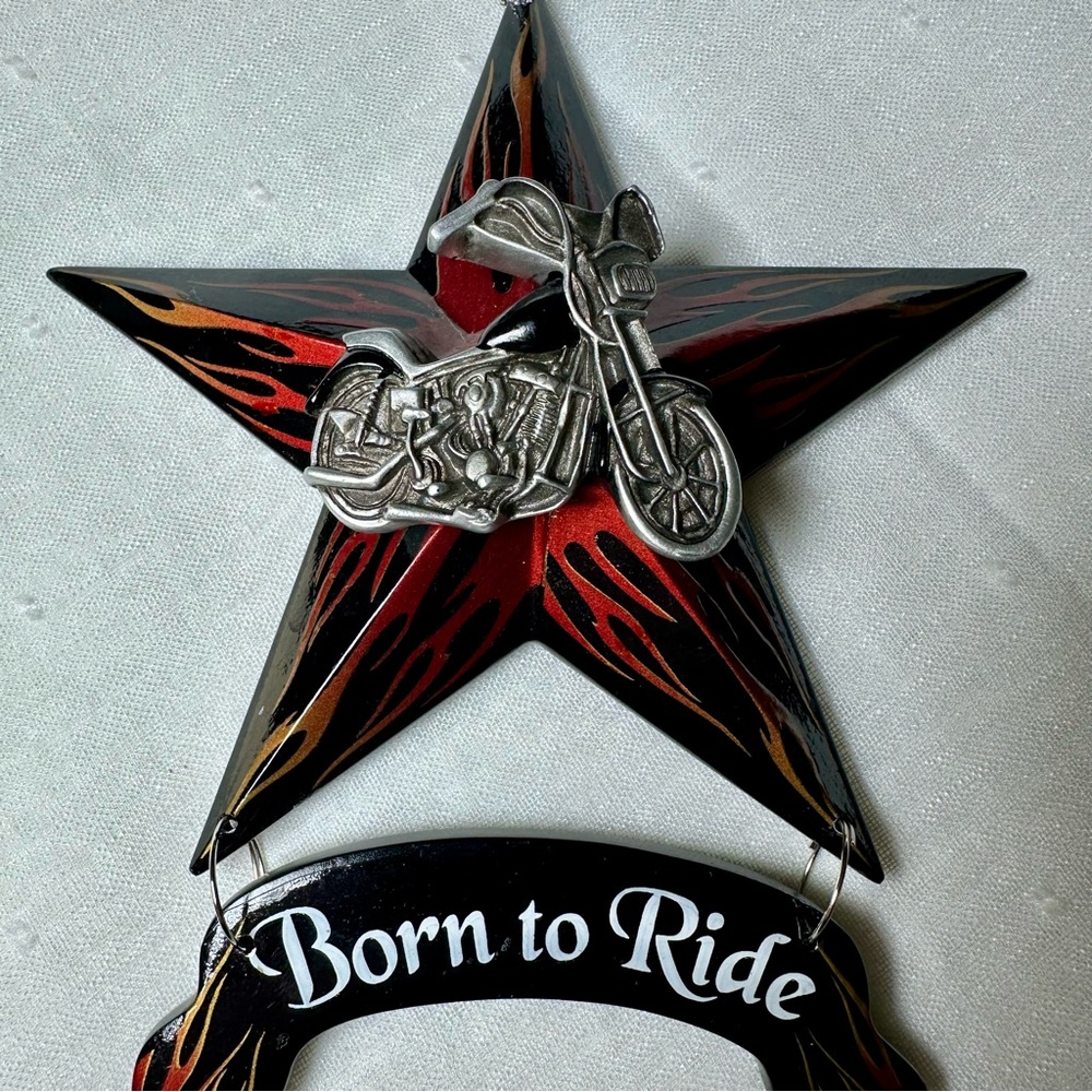 Born To Ride Magnet Ornament 6” Hanging Wood Motorcycle